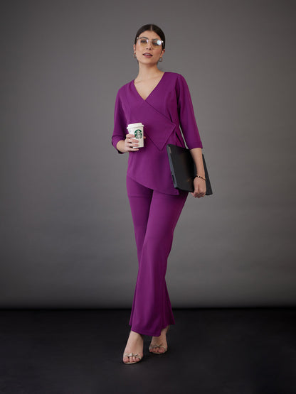 Purple Knitted Bell Bottom Pants
