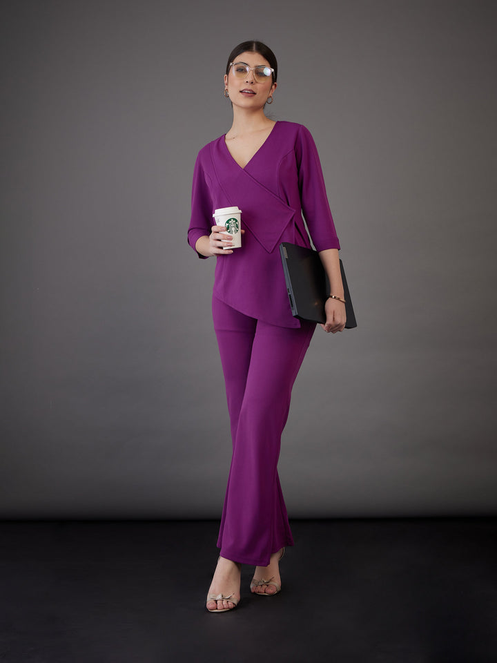 Purple Knitted Bell Bottom Pants