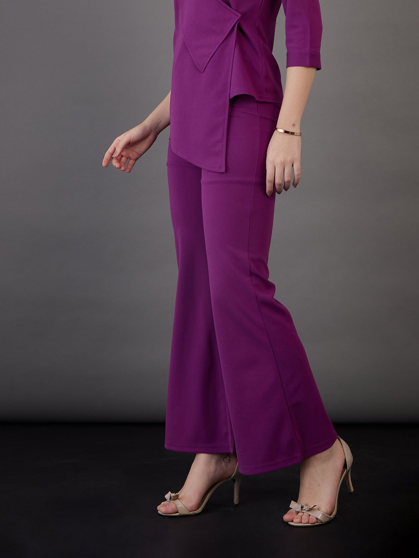 Purple Knitted Bell Bottom Pants