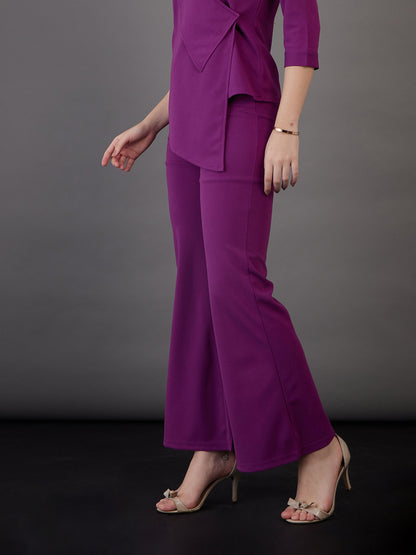 Purple Knitted Bell Bottom Pants