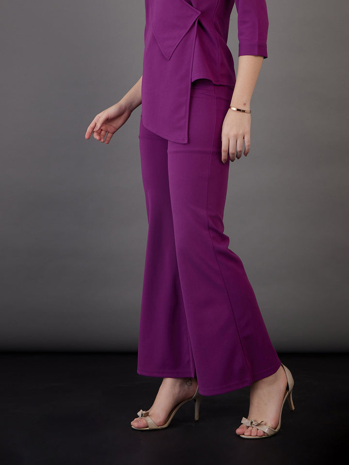 Purple Knitted Bell Bottom Pants