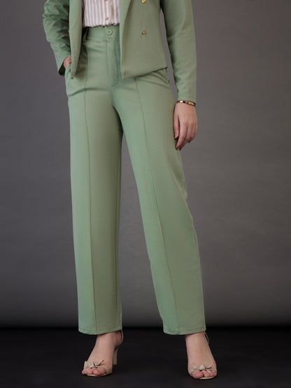 Green Front Darted Pants