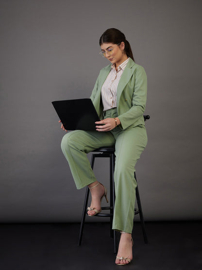 Green Front Darted Pants