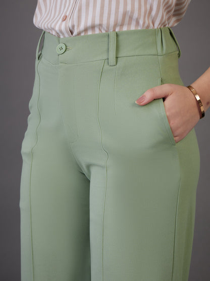 Green Front Darted Pants