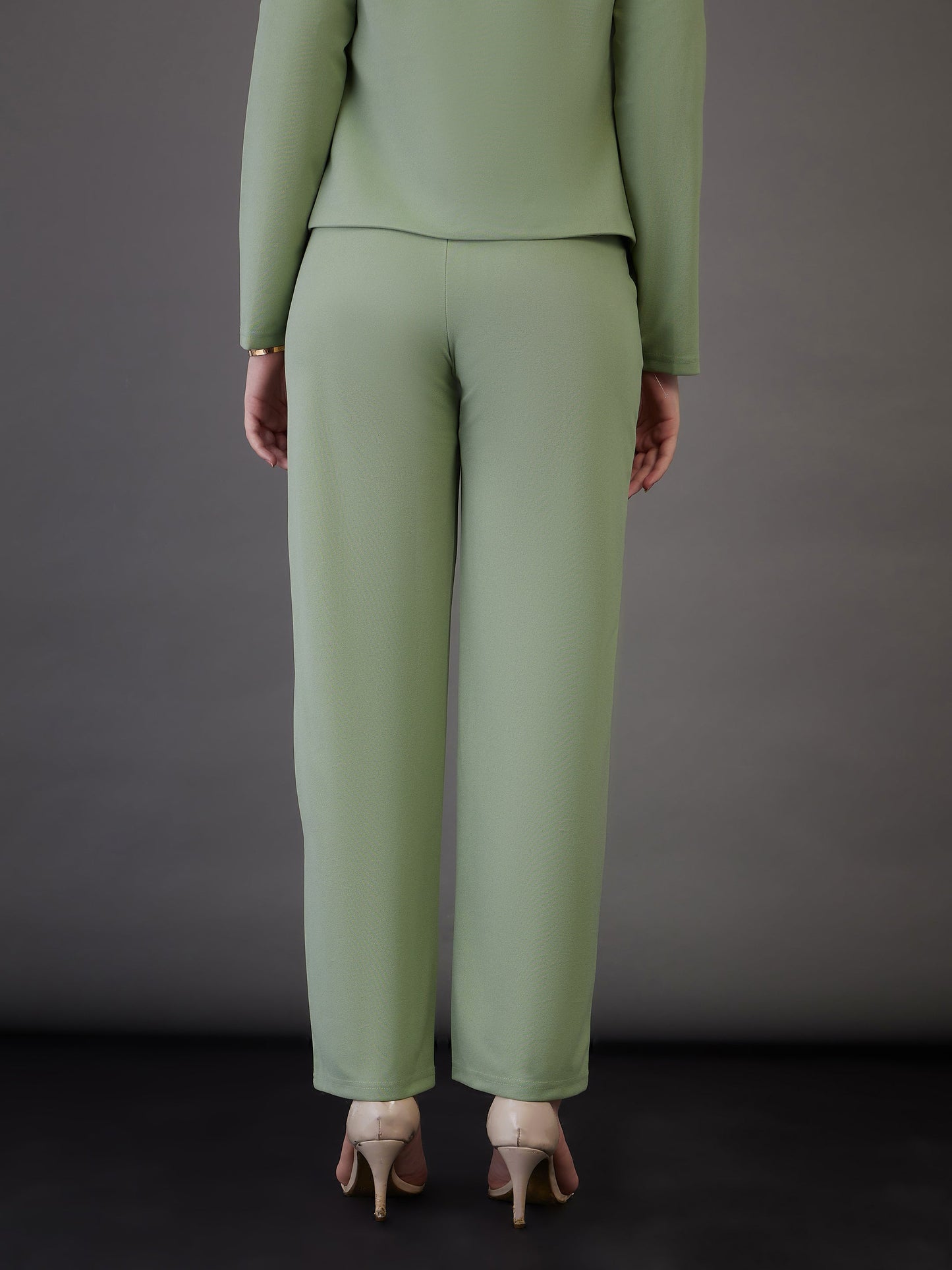 Green Front Darted Pants