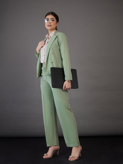 Green Front Darted Pants