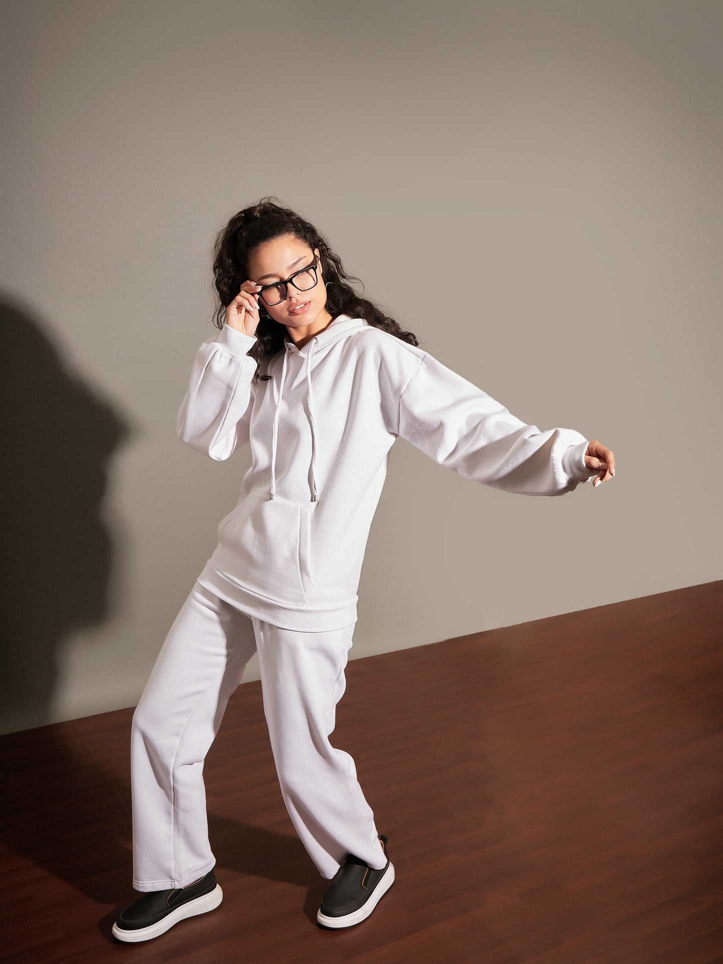 White Fleece Track Pants