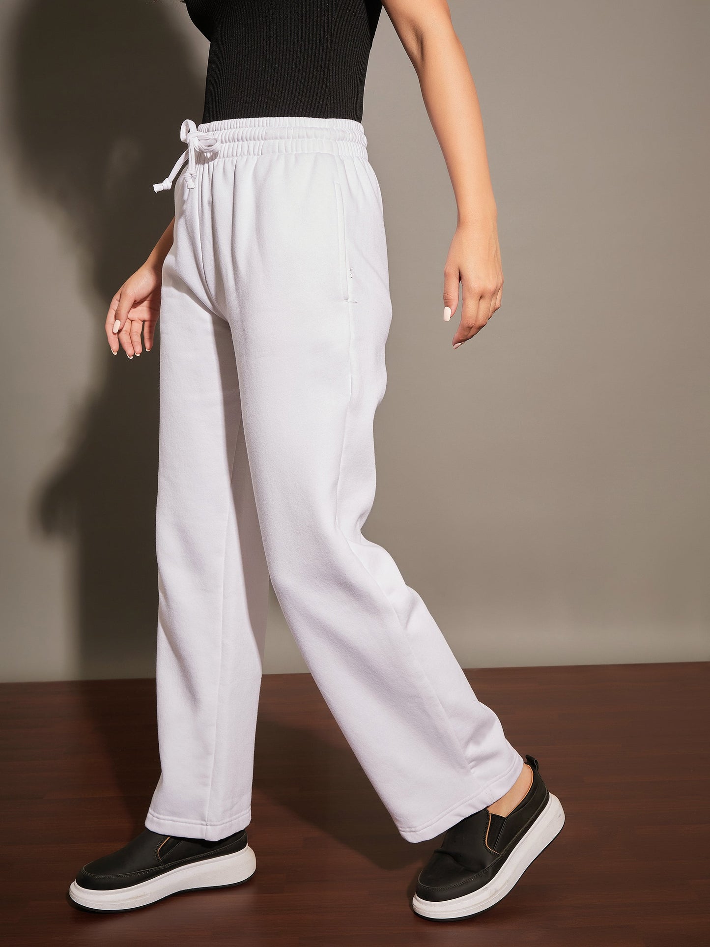 White Fleece Track Pants