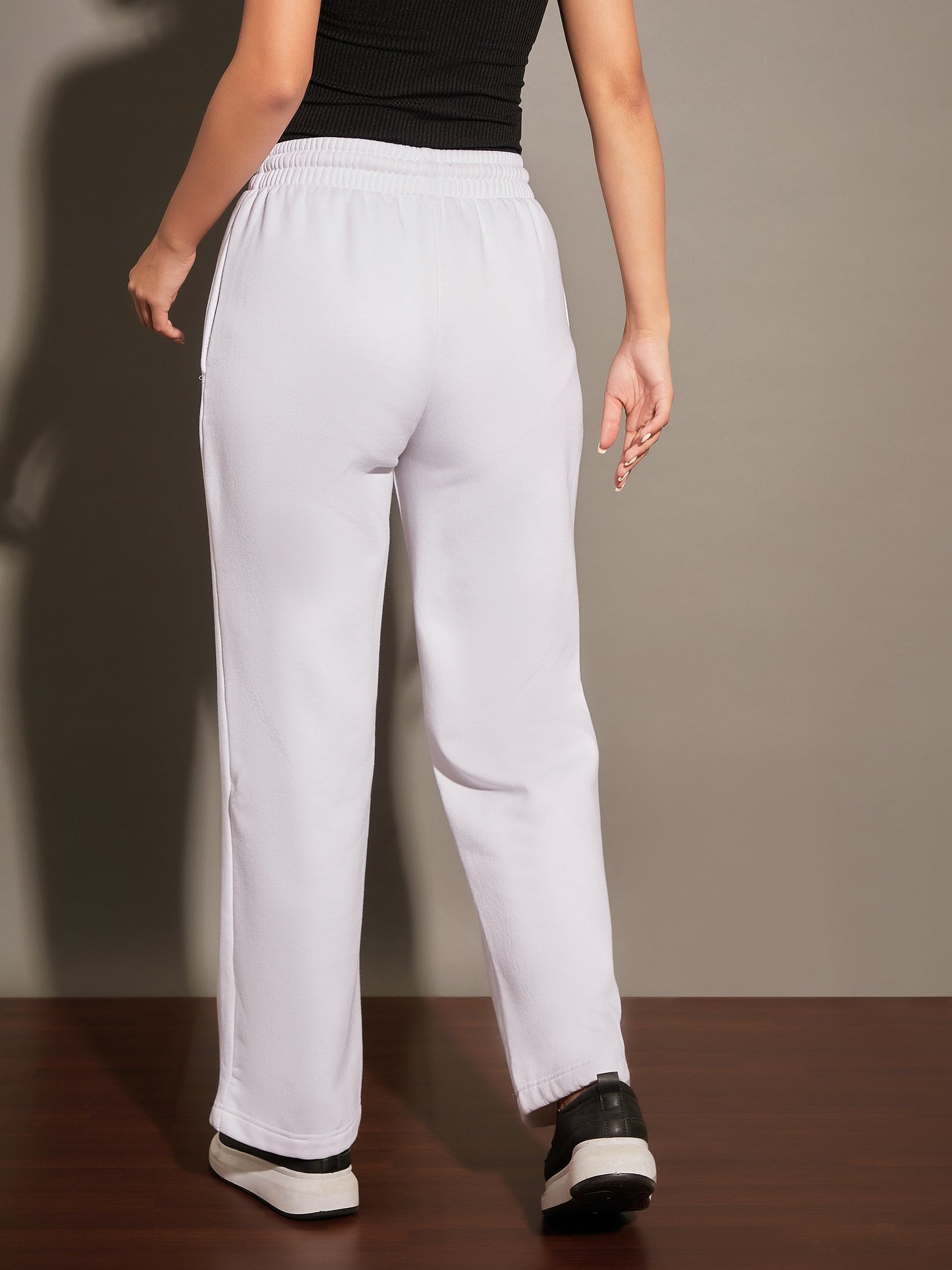 White Fleece Track Pants