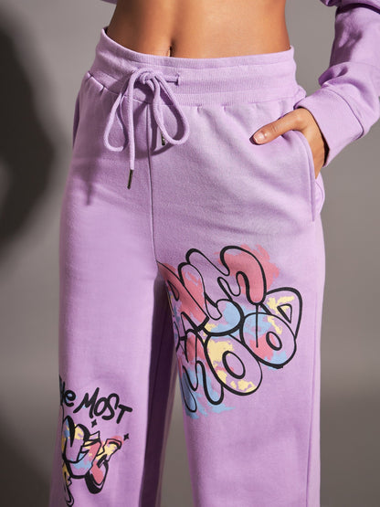 Lavender Fleece CALM MOOD Wide Leg Track Pants