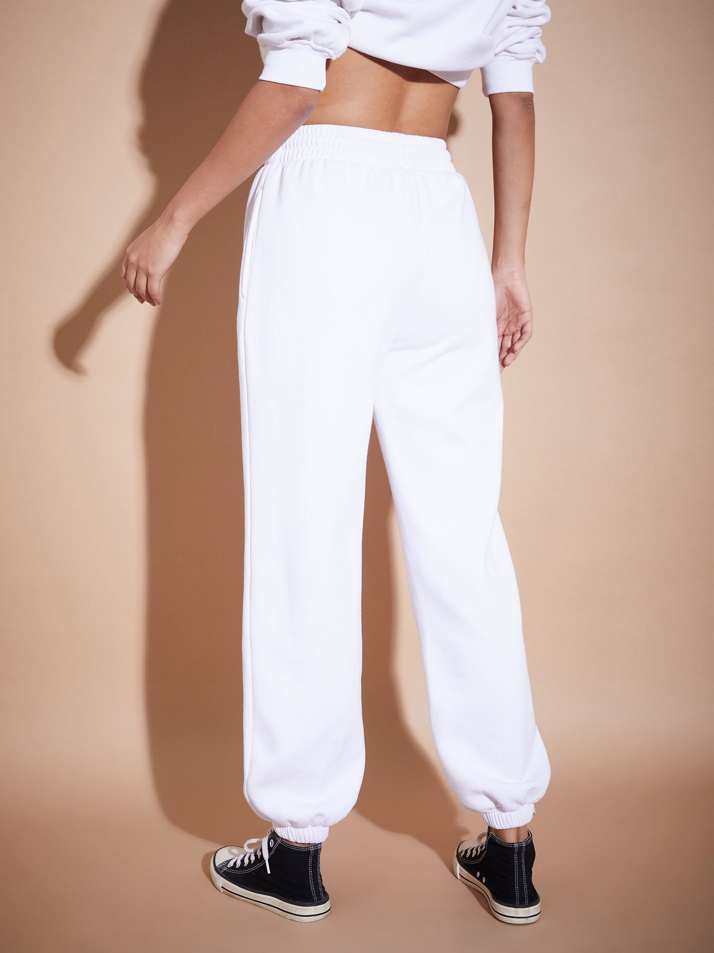 White Premium Fleece Baggy Joggers