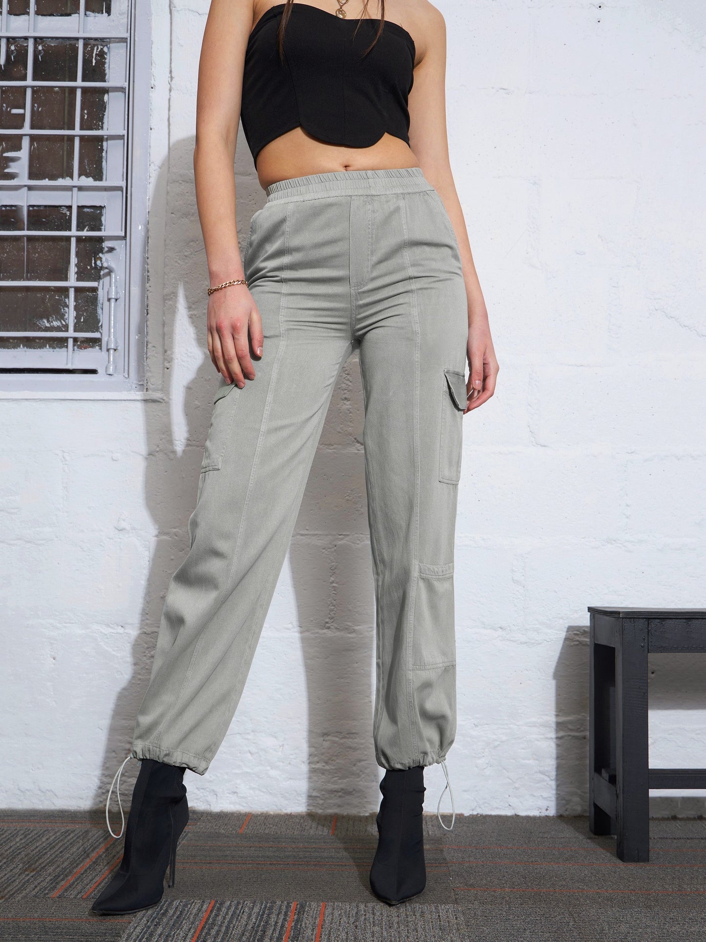 Green Twill Multi Pocket Jogger Cargos