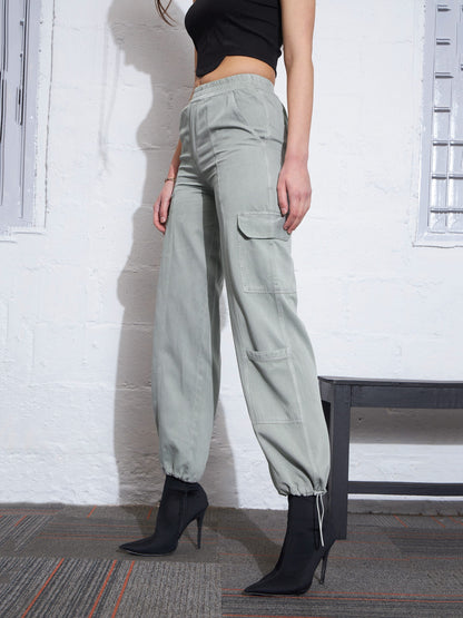 Green Twill Multi Pocket Jogger Cargos