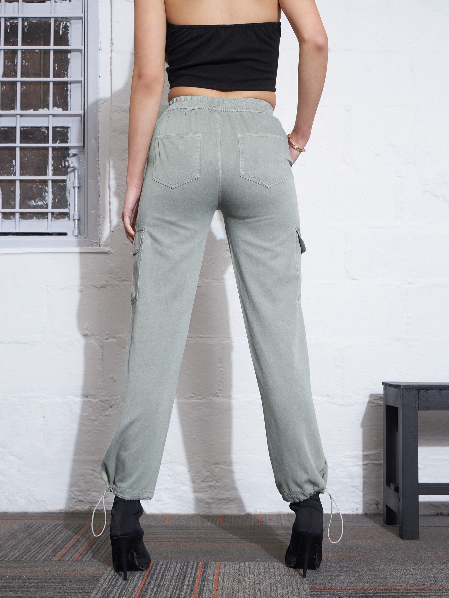 Green Twill Multi Pocket Jogger Cargos