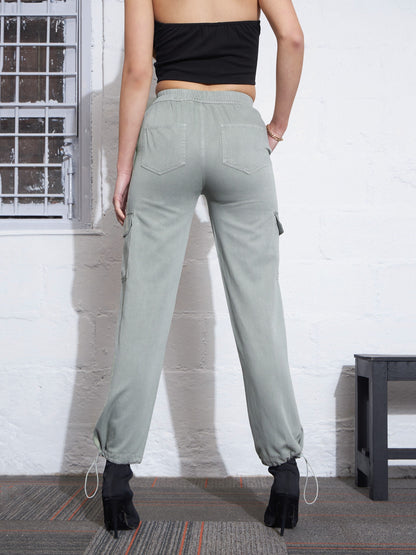 Green Twill Multi Pocket Jogger Cargos