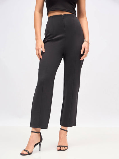 Dark Grey Front Darted High Waisted Pants