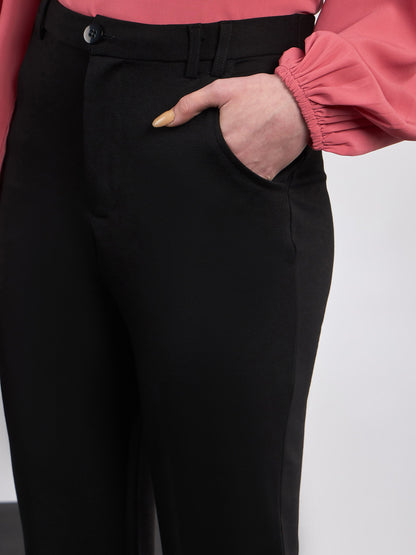Black Knit Bell Bottom Pants
