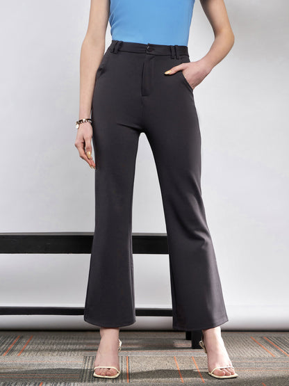 Dark Grey Knit Bell Bottom Pants