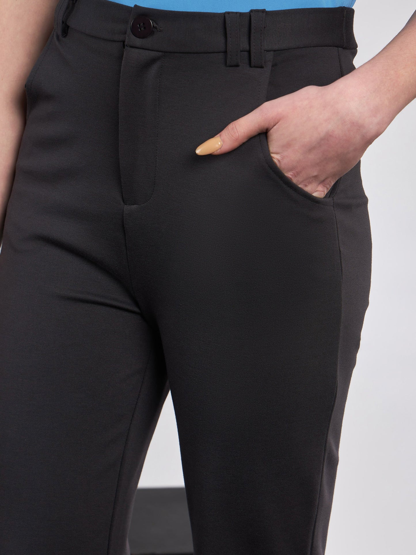 Dark Grey Knit Bell Bottom Pants