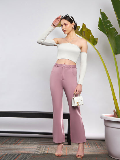 Light Pink Knit Bell Bottom Pants