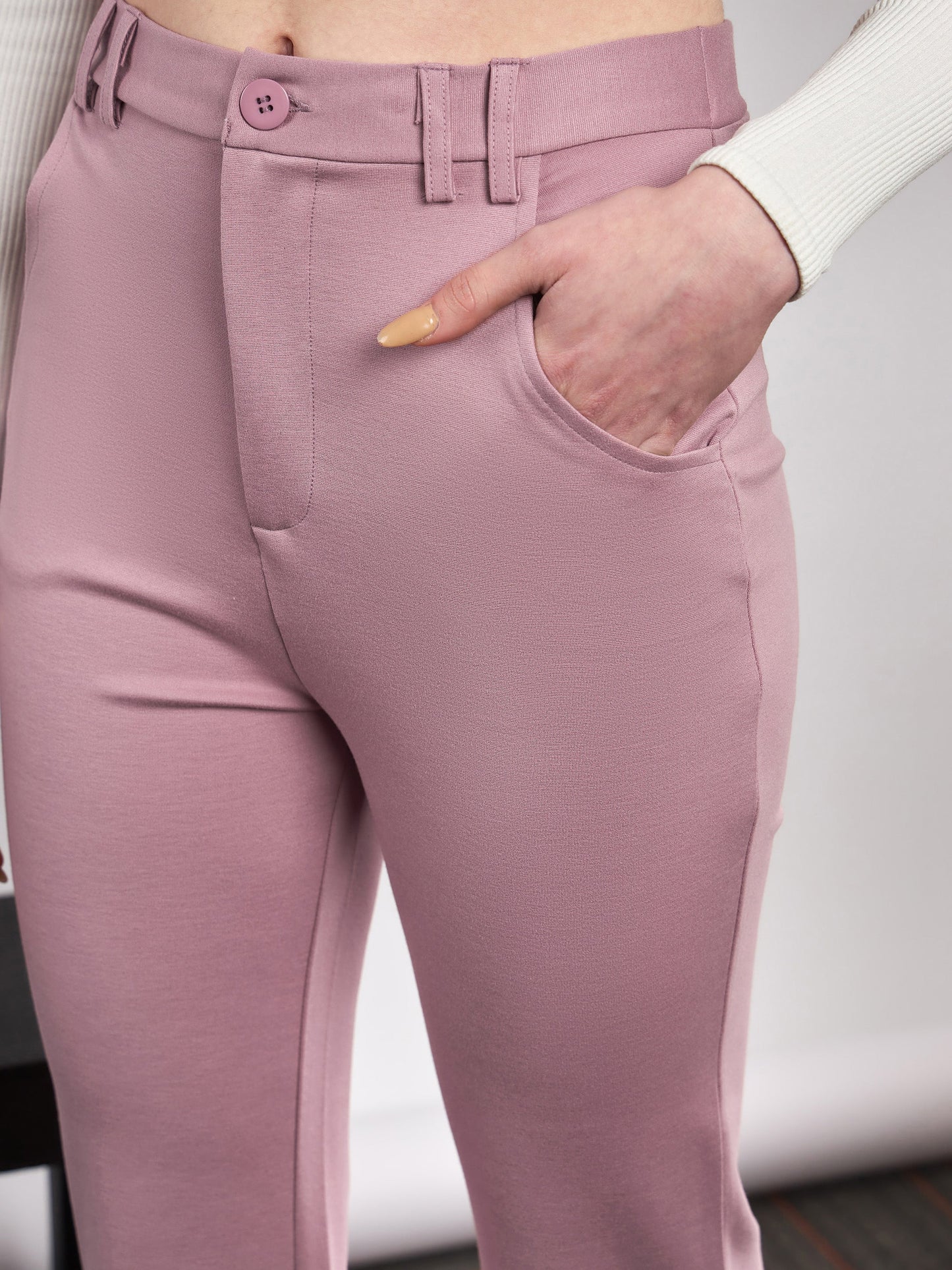 Light Pink Knit Bell Bottom Pants