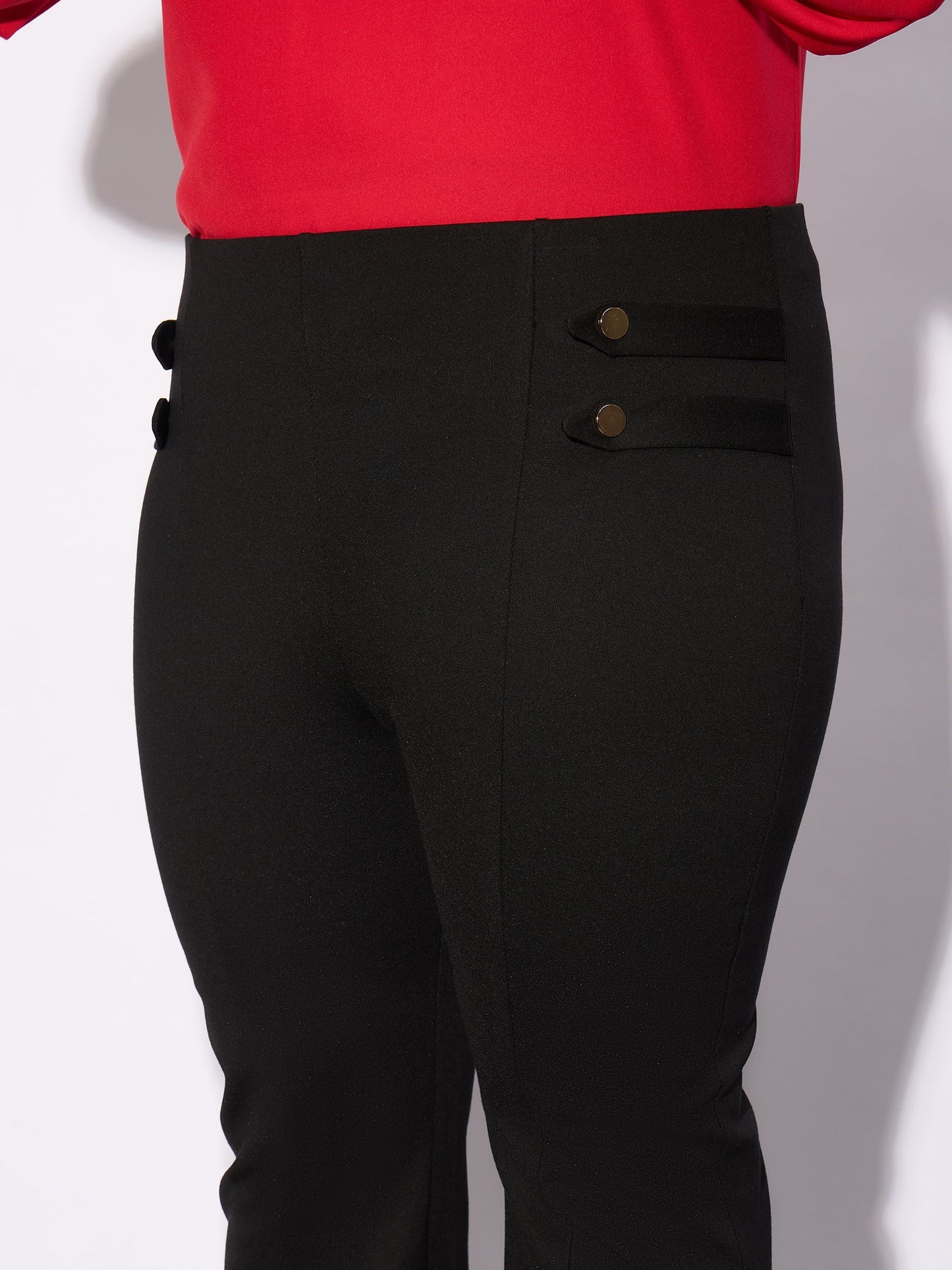 Black Bell Bottom Stretch Trousers