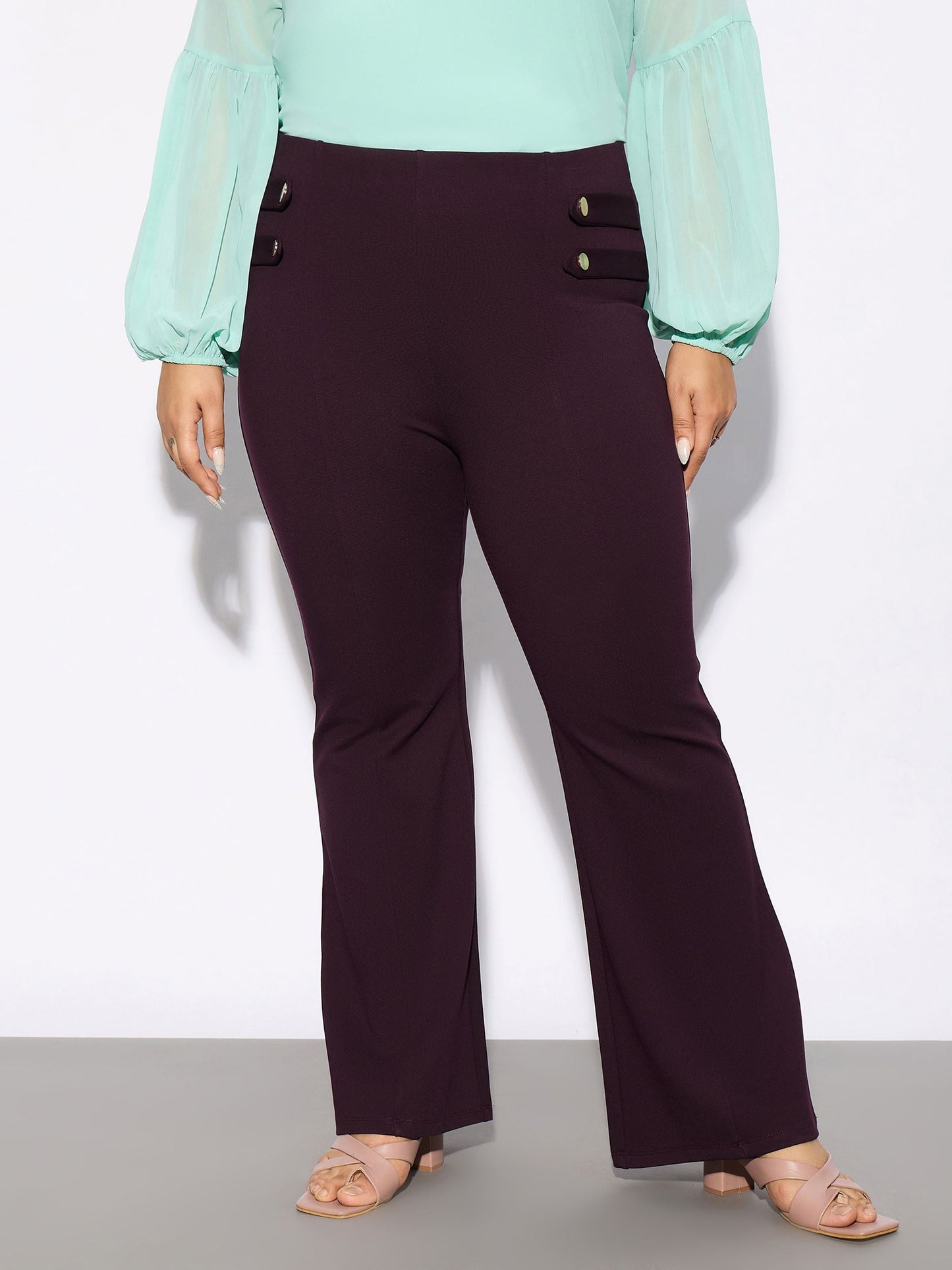 Burgundy Bell Bottom Trousers
