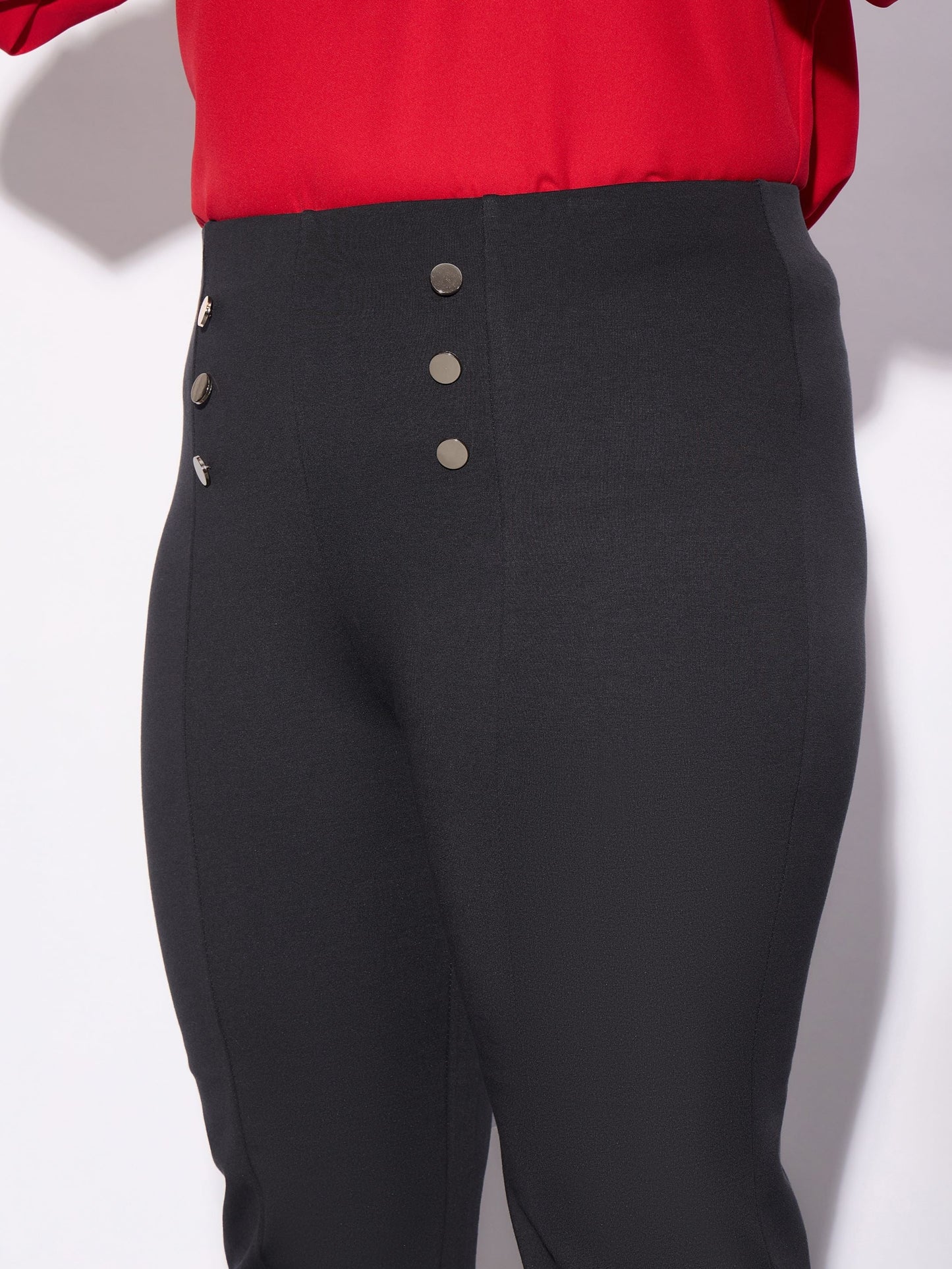 Grey Mock Button Detail Bell Bottom Trousers