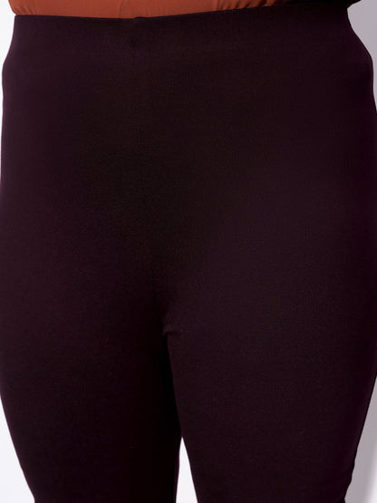Burgundy Metal Zipper Hem Detail Pants
