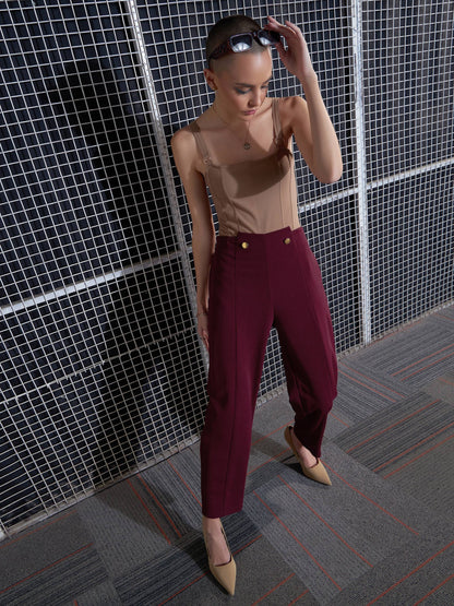 Red Waist Button Pants