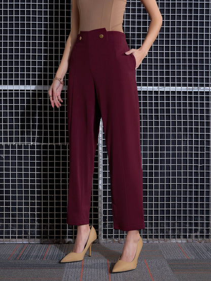 Red Waist Button Pants