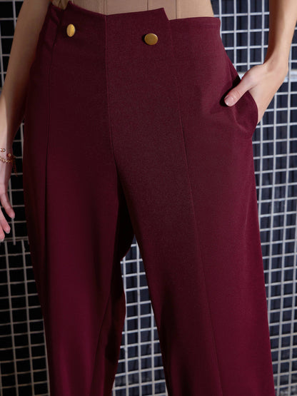 Red Waist Button Pants