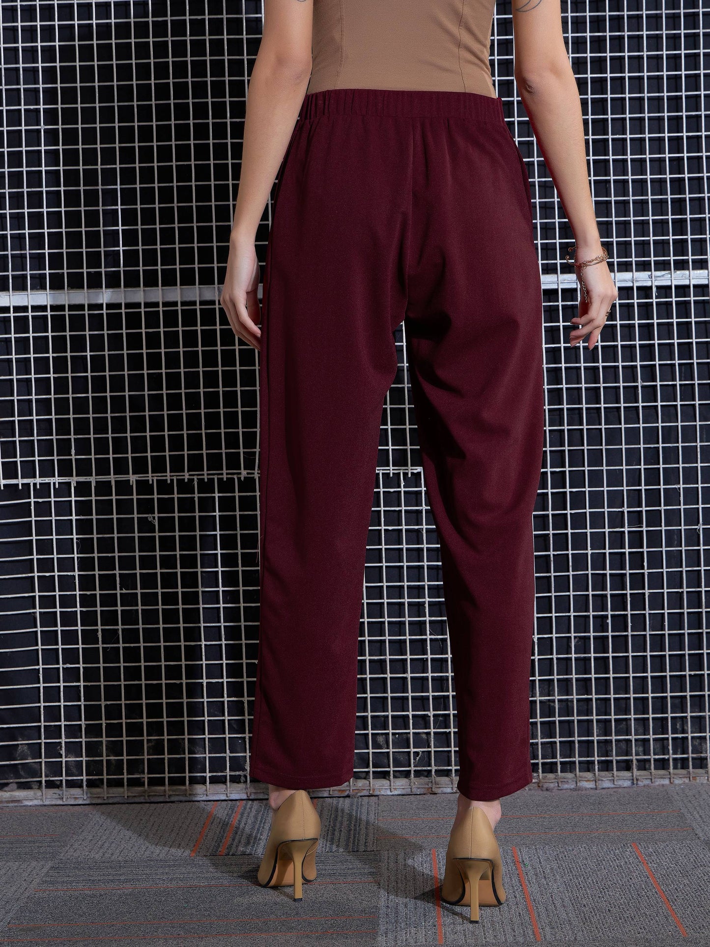 Red Waist Button Pants