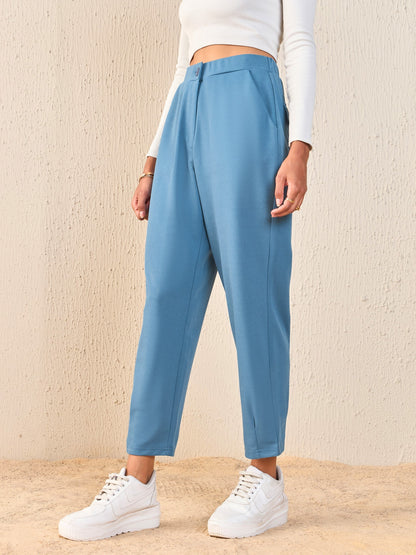Airforce Blue Back Flap Pocket Tapered Pants