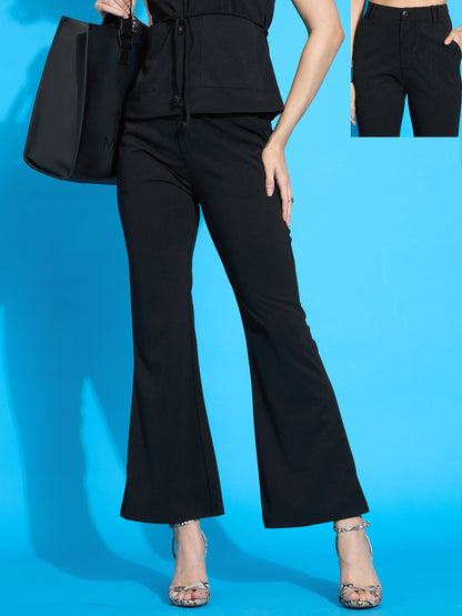 Black Bell Bottom Slim Pants