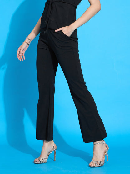 Black Bell Bottom Slim Pants