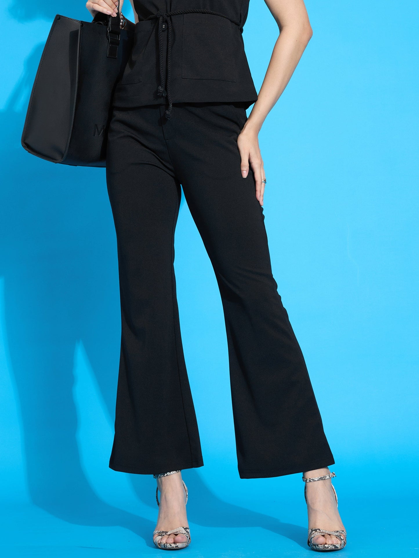 Black Bell Bottom Slim Pants