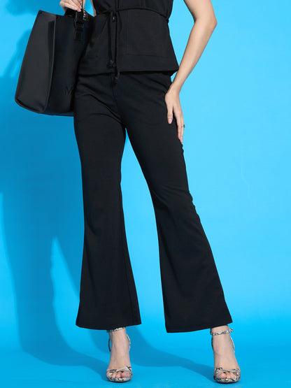 Black Bell Bottom Slim Pants