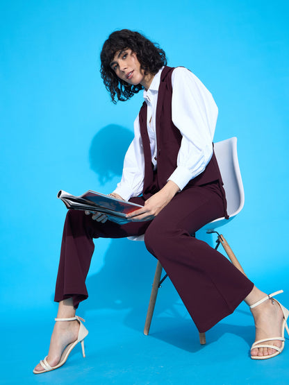 Burgundy Bell Bottom Slim Pants