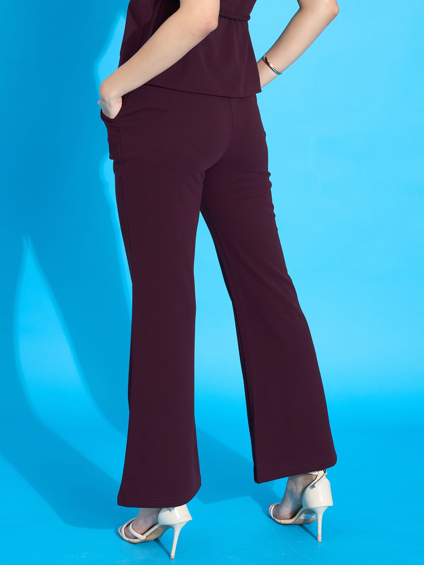 Burgundy Bell Bottom Slim Pants