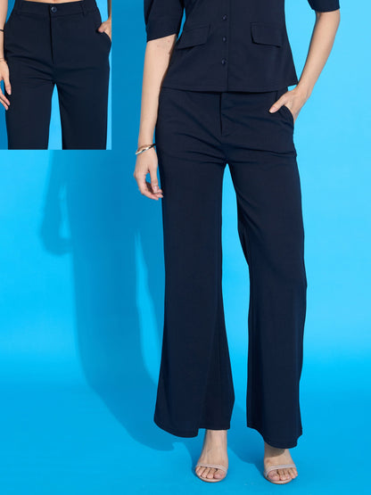 Navy Bell Bottom Slim Pants