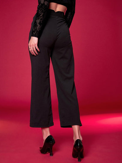 Black Knit Straight Fit Trousers