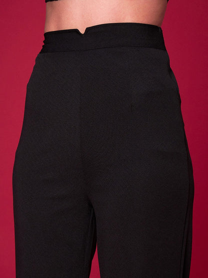 Black Knit Straight Fit Trousers