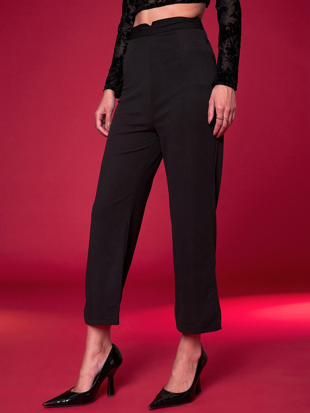 Black Knit Straight Fit Trousers