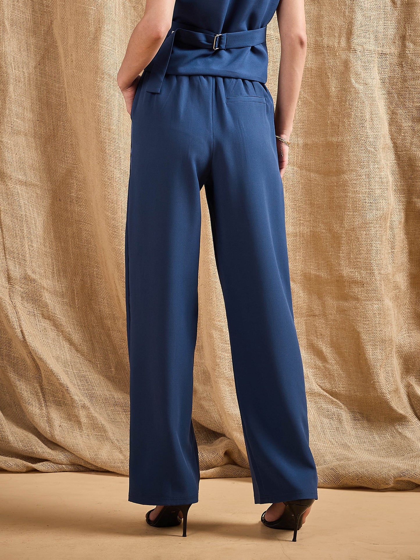 Airforce Blue Straight Fit Side Tape Pants