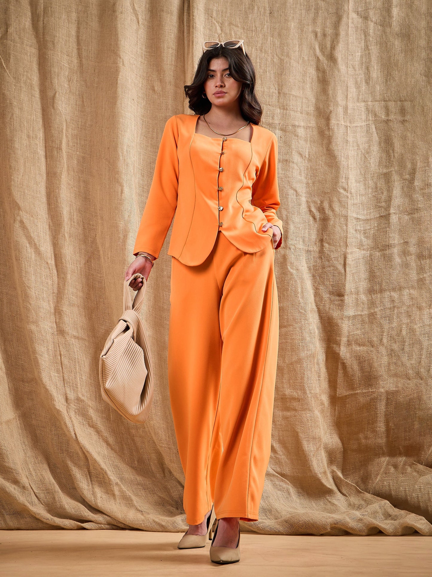 Orange Waist Darted Comfort Fit Pants