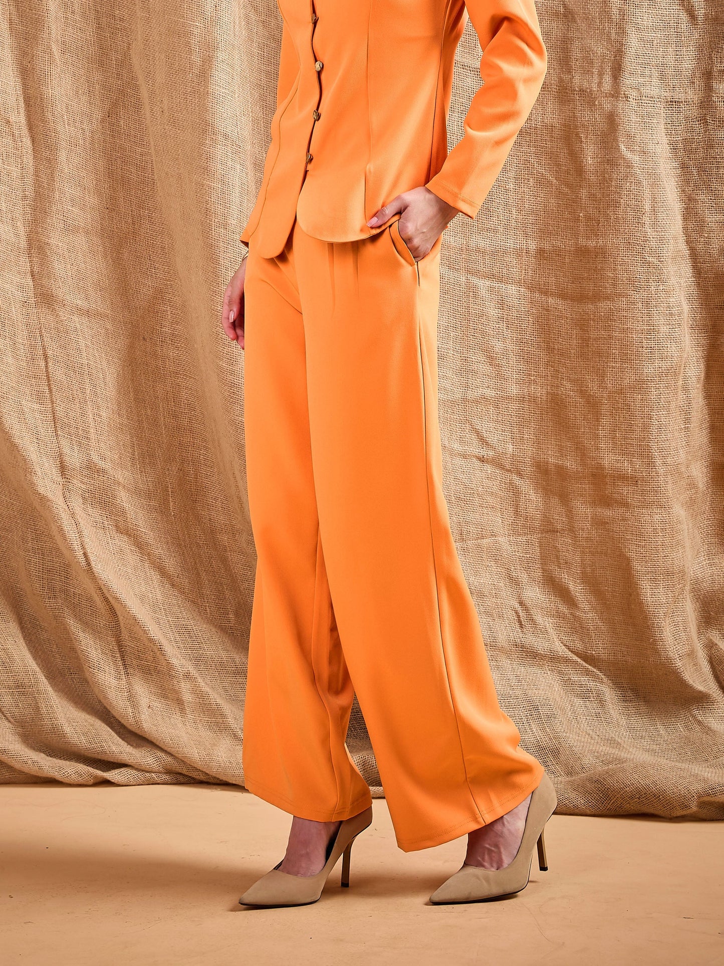 Orange Waist Darted Comfort Fit Pants