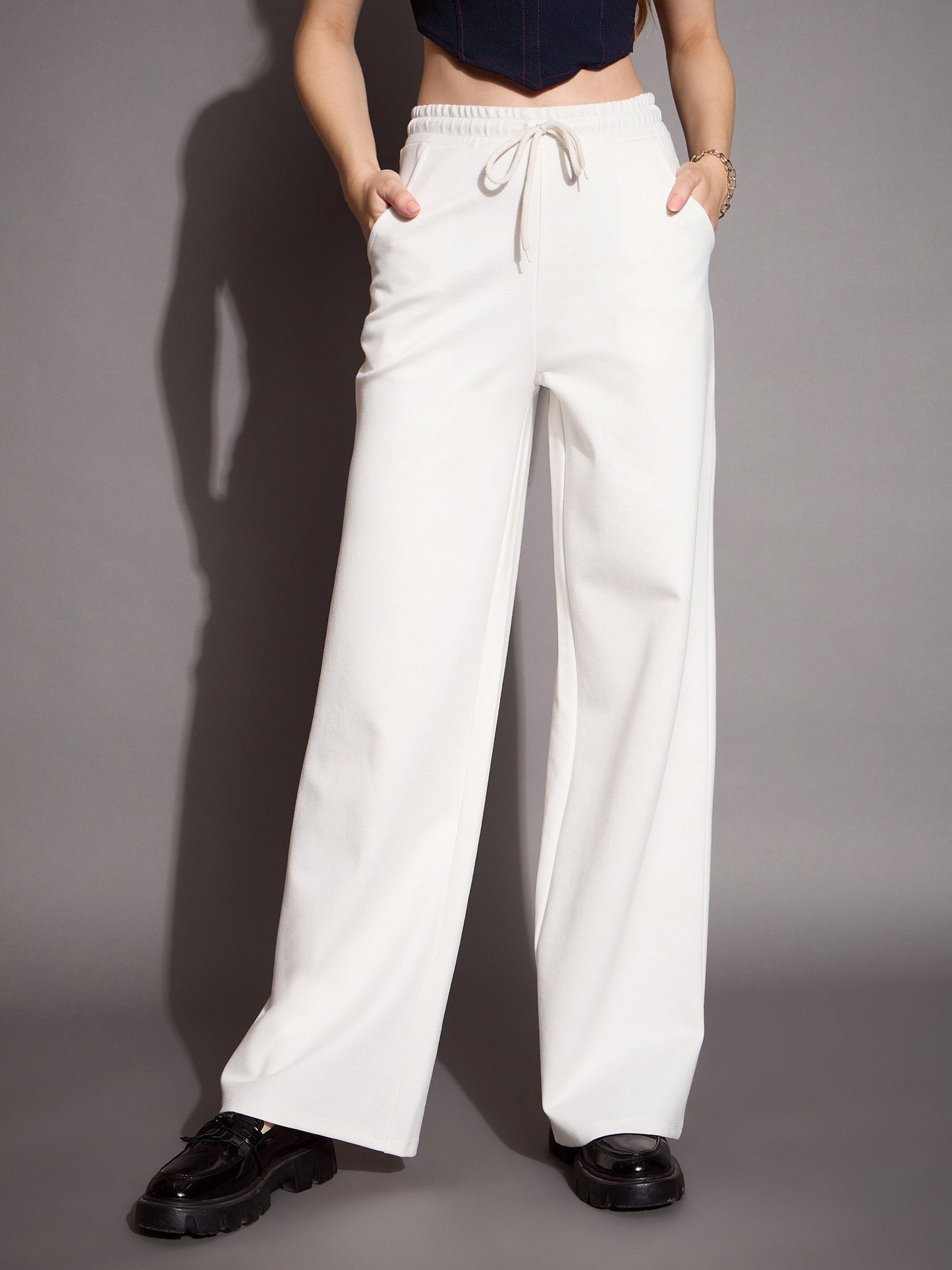 White Relaxed Fit Track Pants