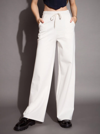 White Relaxed Fit Track Pants