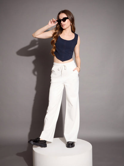 White Relaxed Fit Track Pants
